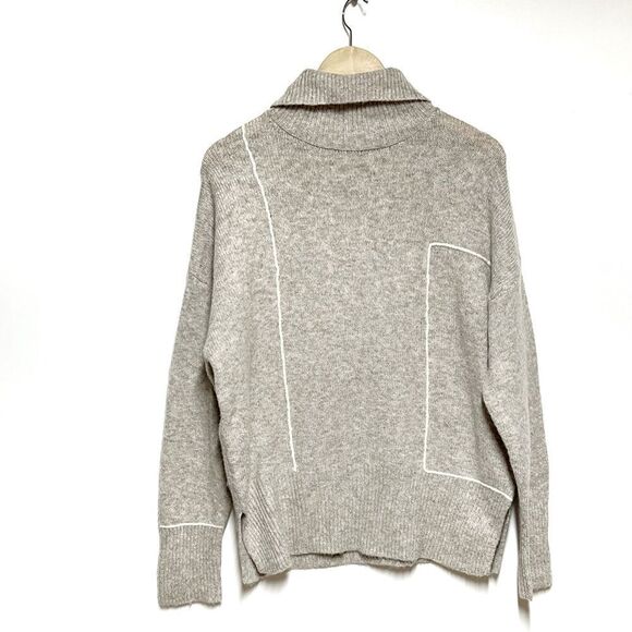 NWT Studio by the Workshop Contrast Line Mocha Turtleneck Sweater Womens S - Picture 5 of 8